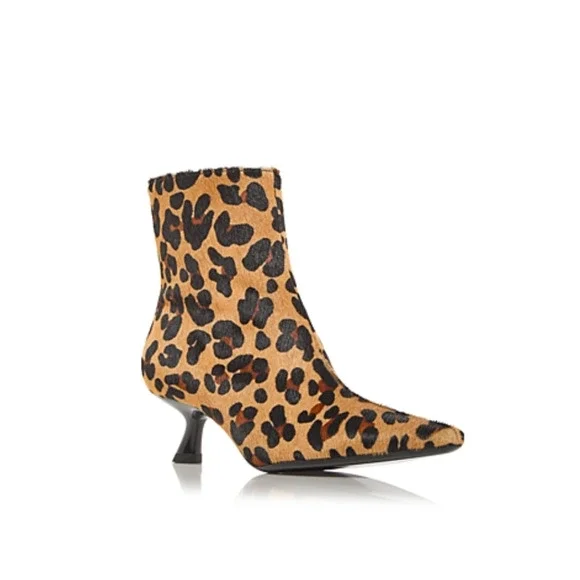 Simon Miller Kuki Leopard Print Calf Hair Kitten Heel Booties Leopard Size 37EU